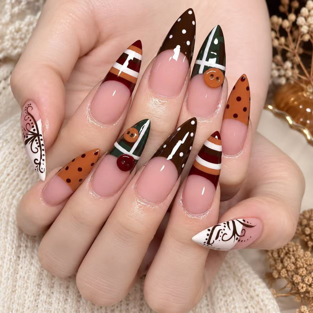 Brown Leopard French Press On Nails