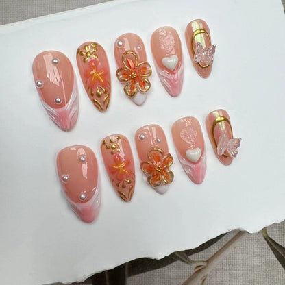 3D Nails/custom press on nails/party press on nails/Flakes for nails/wedding nails gift/Japanese nails/Long nails/Almond nails