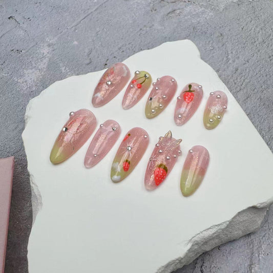 3D Nails/custom press on nails/party press on nails/Flakes for nails/wedding nails gift/Japanese nails/Long nails/Almond nails