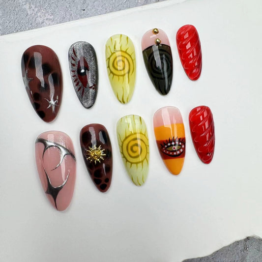 Handmade Nails/custom press on nails/party press on nails/Flakes for nails/wedding nails gift/Japanese nails/Long nails/Almond nails