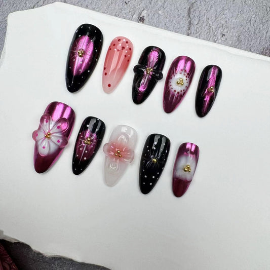 3D Nails/custom press on nails/party press on nails/Flakes for nails/wedding nails gift/Japanese nails/Long nails/Almond nails