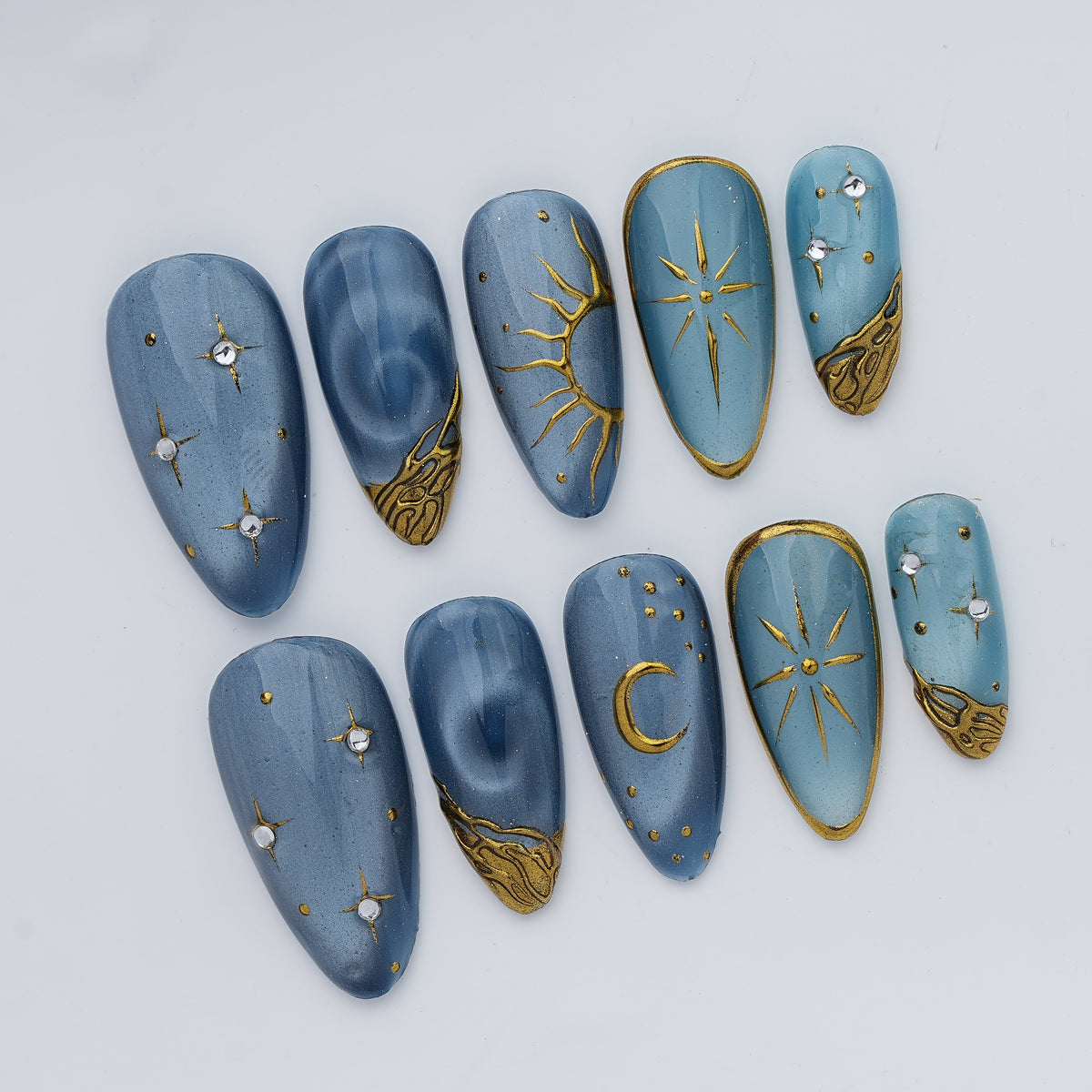 Blue Celestial Star Press On Nails（副本）