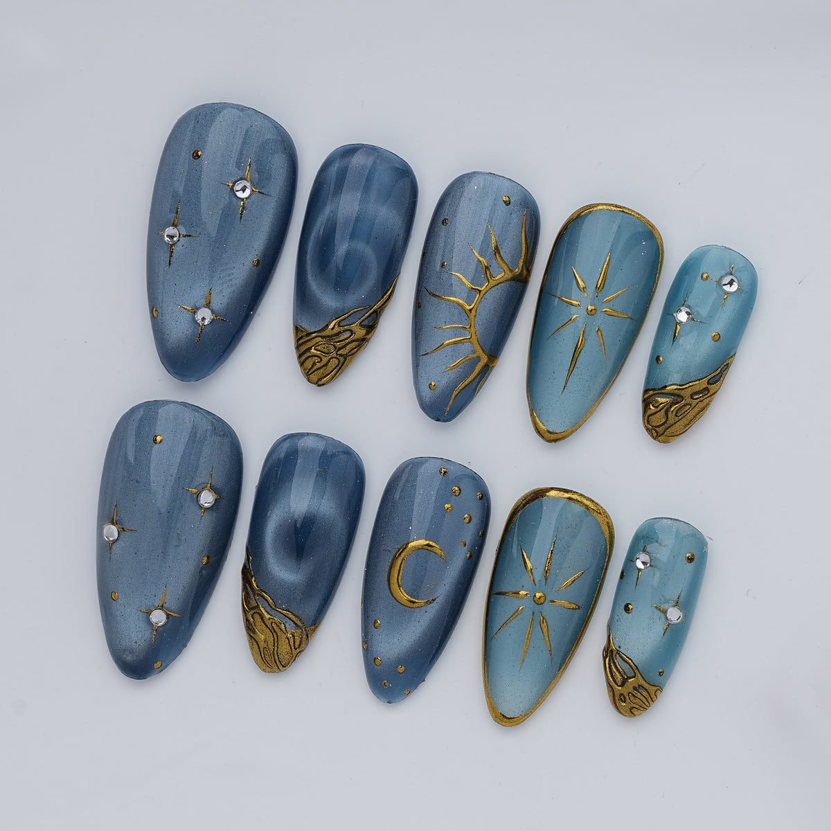 Blue Celestial Star Press On Nails（副本）