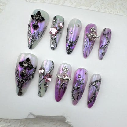 3D nails/custom press on nails/party press on nails/Flakes for nails/Beautiful nails gift/nail art/Long nails/Almond nails