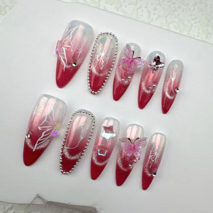 3D nails/custom press on nails/party press on nails/Flakes for nails/Beautiful nails gift/nail art/Long nails/Almond nails-35