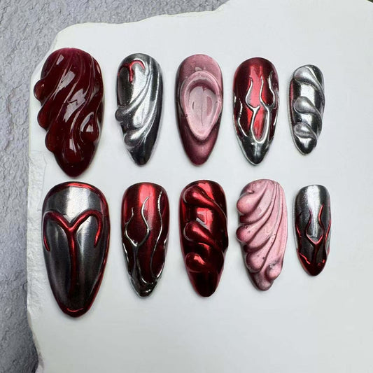Handmade Nails/custom press on nails/party press on nails/Flakes for nails/wedding nails gift/Japanese nails/Long nails/Almond nails