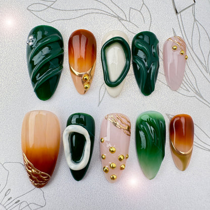 3D cute Nails/custom press on nails/party press on nails/Flakes for nails/wedding nails gift/Japanese nails/Long nails/Almond nails