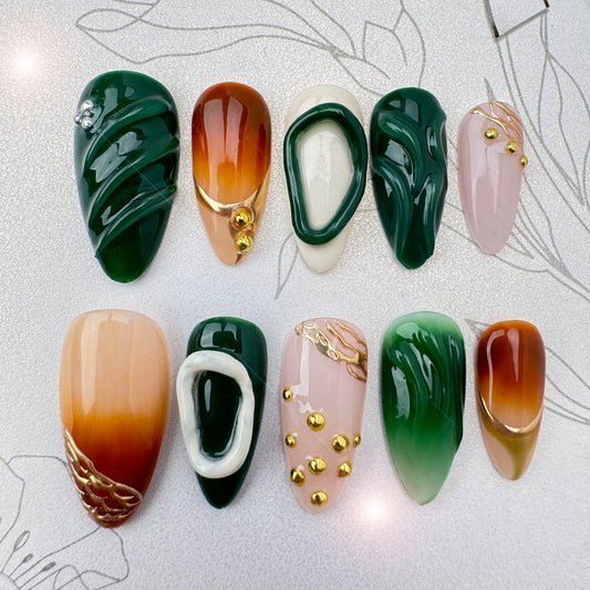3D cute Nails/custom press on nails/party press on nails/Flakes for nails/wedding nails gift/Japanese nails/Long nails/Almond nails