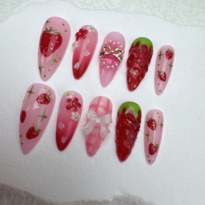 3D flower nails/custom press on nails/party press on nails/Flakes for nails/Beautiful nails gift/nail art/Long nails/Almond nails-22
