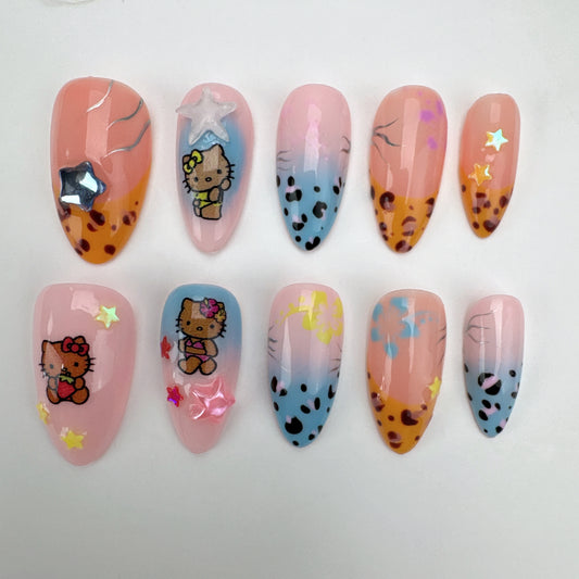 3D flower nails/custom press on nails/party press on nails/Flakes for nails/Beautiful nails gift/nail art/Long nails/Almond nails-34