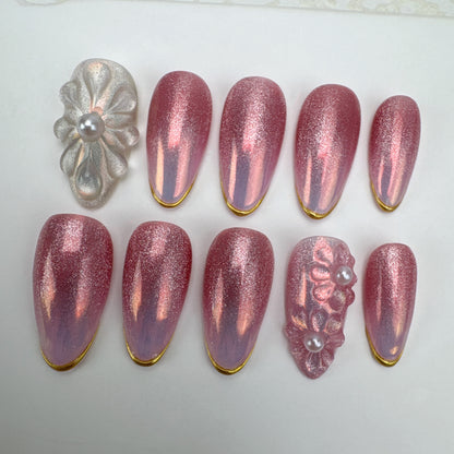 3D nails/custom press on nails/party press on nails/Flakes for nails/Beautiful nails gift/nail art/Long nails/Almond nails-10