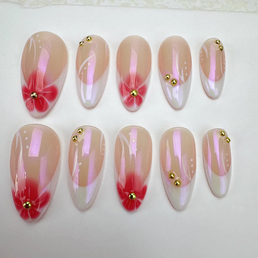 3D flower nails/custom press on nails/party press on nails/Flakes for nails/Beautiful nails gift/nail art/Long nails/Almond nails-20