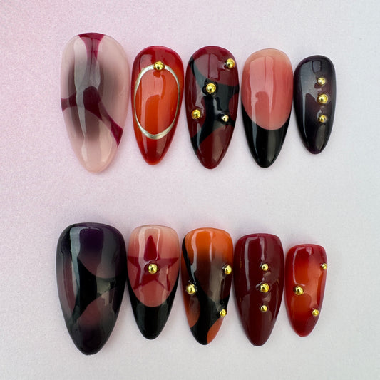 3D nature Nails/custom press on nails/party press on nails/Flakes for nails/ nail art/simple/Long nails/Almond nails
