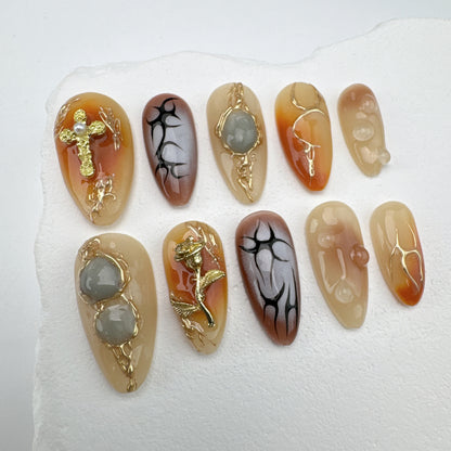 3D nails/custom press on nails/party press on nails/Flakes for nails/Beautiful nails gift/nail art/Long nails/Almond nails