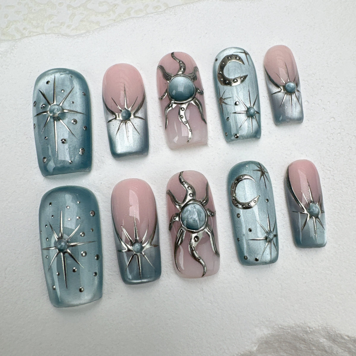Handmade nails/custom press on nails/party press on nails/Flakes for nails/Beautiful nails gift/nail art/Long nails/Almond nails-27
