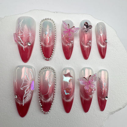 3D nails/custom press on nails/party press on nails/Flakes for nails/Beautiful nails gift/nail art/Long nails/Almond nails