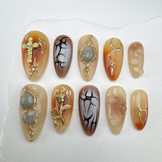 3D nails/custom press on nails/party press on nails/Flakes for nails/Beautiful nails gift/nail art/Long nails/Almond nails