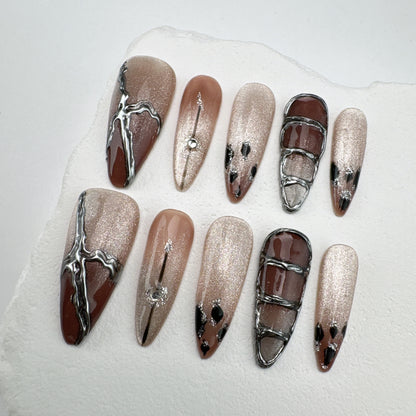 Handmade nails/custom press on nails/party press on nails/Flakes for nails/Beautiful nails gift/nail art/Long nails/Almond nails