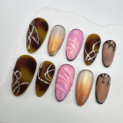 Handmade nails/custom press on nails/party press on nails/Flakes for nails/Beautiful nails gift/nail art/Long nails/Almond nails