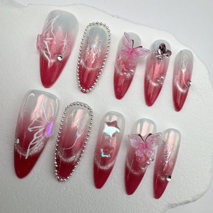 3D nails/custom press on nails/party press on nails/Flakes for nails/Beautiful nails gift/nail art/Long nails/Almond nails