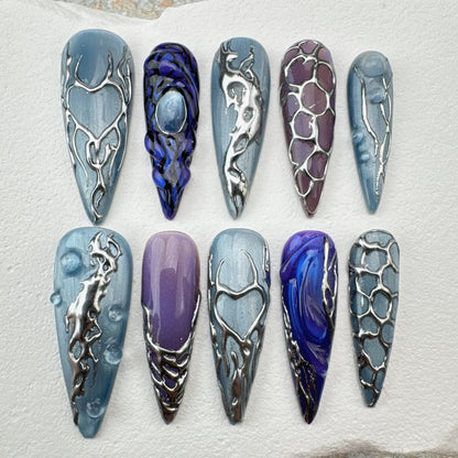 Handmade Nails/custom press on nails/party press on nails/Flakes for nails/Beautiful nails gift/nail art/Long nails/Almond nails