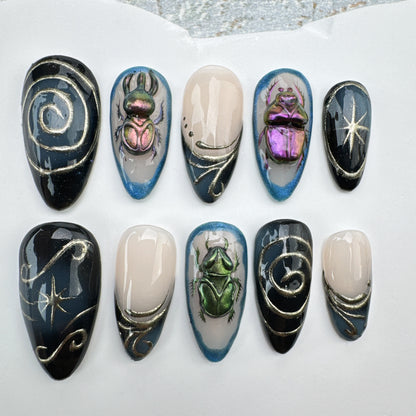3D nails/custom press on nails/party press on nails/Flakes for nails/Beautiful nails gift/nail art/Long nails/Almond nails-16