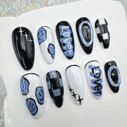 Handmade Nails/custom press on nails/party press on nails/Flakes for nails/Beautiful nails gift/nail art/Long nails/Almond nails