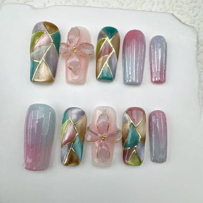3D flower nails/custom press on nails/party press on nails/Flakes for nails/Beautiful nails gift/nail art/Long nails/Almond nails
