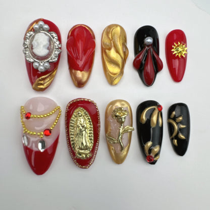 3D nails/custom press on nails/party press on nails/Flakes for nails/Beautiful nails gift/nail art/Long nails/Almond nails