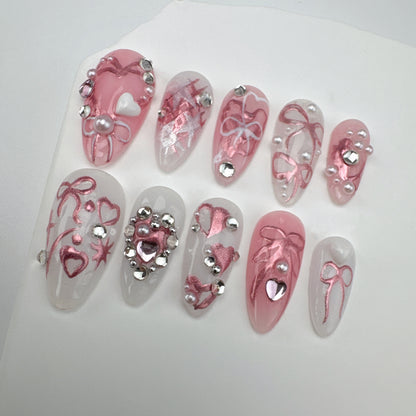 Handmade nails/custom press on nails/party press on nails/Flakes for nails/Beautiful nails gift/nail art/Long nails/Almond nails
