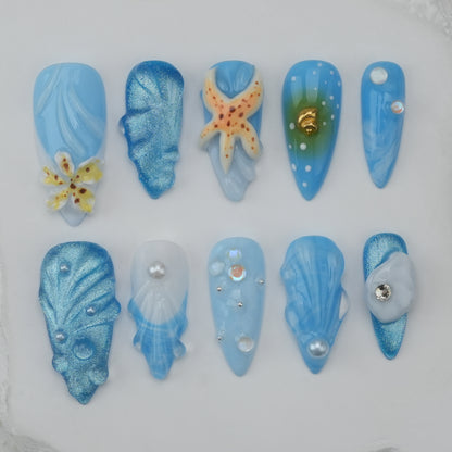 Handmade nails/custom press on nails/party press on nails/Flakes for nails/Beautiful nails gift/nail art/Long nails/Almond nails