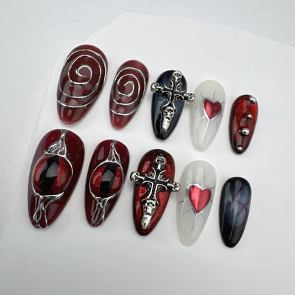 3D nails/custom press on nails/party press on nails/Flakes for nails/Beautiful nails gift/nail art/Long nails/Almond nails